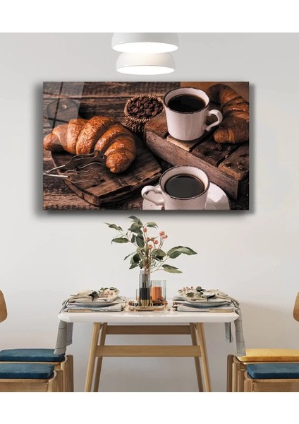 Marsilyan- Kruvasan Kahve Cam Tablo Croissant Coffee