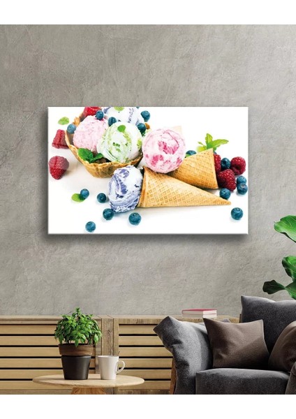 Marsilyan- Meyveler Dondurma Cam Tablo Fruits Ice Cream Art