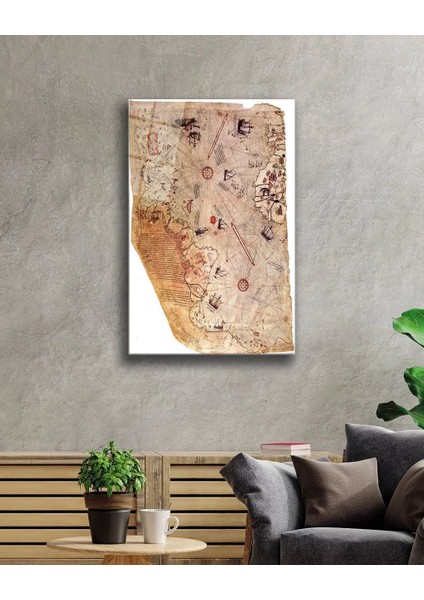 Marsilyan- Piri Reis Haritası Cam Tablo, Piri Reis Map fiyatları