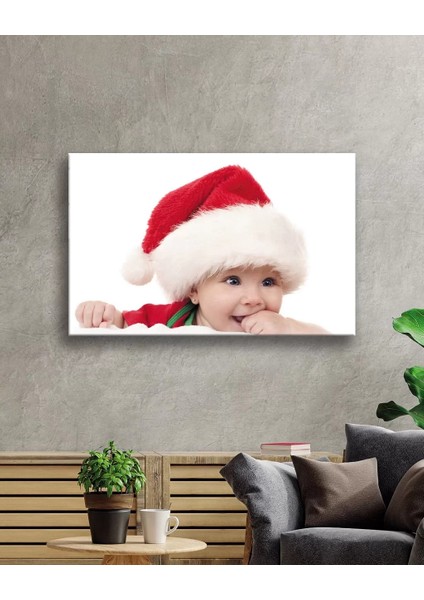 Marsilyan- Kırmızı Noel Şapkalı Bebek Cam Tablo