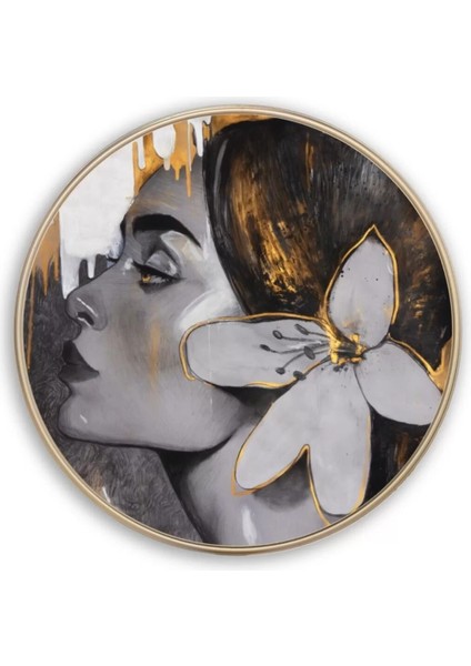 Kadın Portre Yuvarlak Cam Tablo modelleri