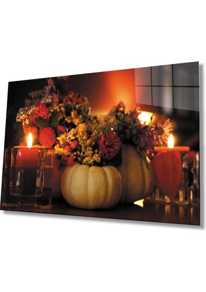 Marsilyan- Mum Çiçek Cam Tablo Candle Flower Table