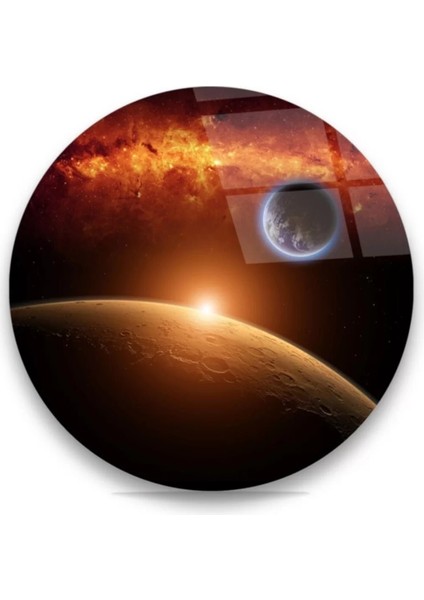 Gökyüzü ve Dünya Manipülasyon Yuvarlak Cam Tablo