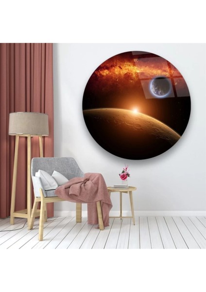 Gökyüzü ve Dünya Manipülasyon Yuvarlak Cam Tablo fiyatları