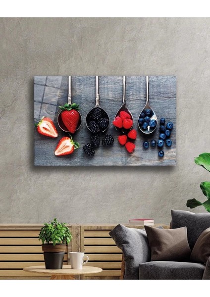 Marsilyan- Kaşıklarda Meyveler Cam Tablo Fruits On Spoon