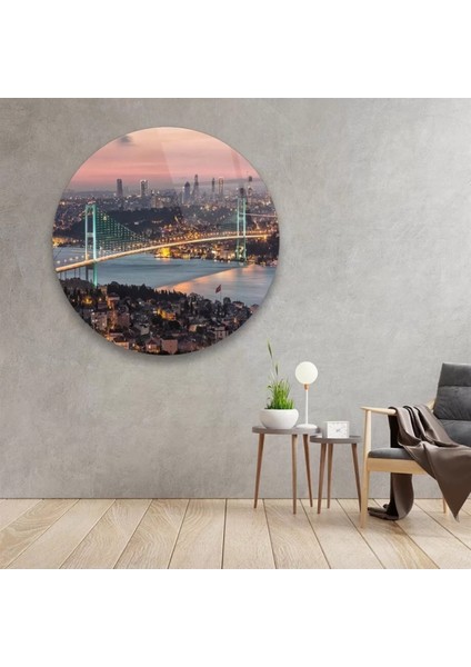 Istanbul Boğaz Köprüsü Yuvarlak Cam Tablo fiyatları