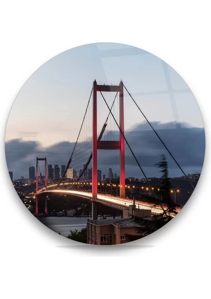 Istanbul Boğaz Köprüsü Yuvarlak Cam Tablo