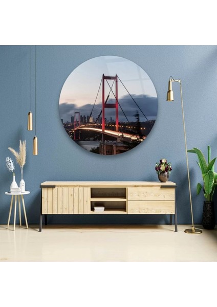 Istanbul Boğaz Köprüsü Yuvarlak Cam Tablo fiyatları