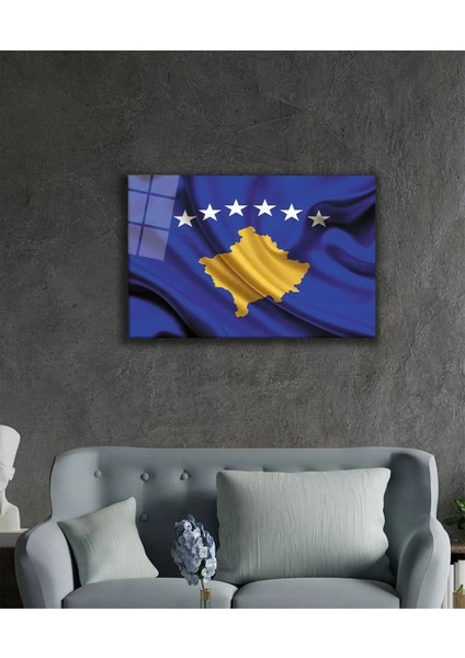 Marsilyan- Kosova Bayrağı Cam Tablo Kosovo Flag fiyatları