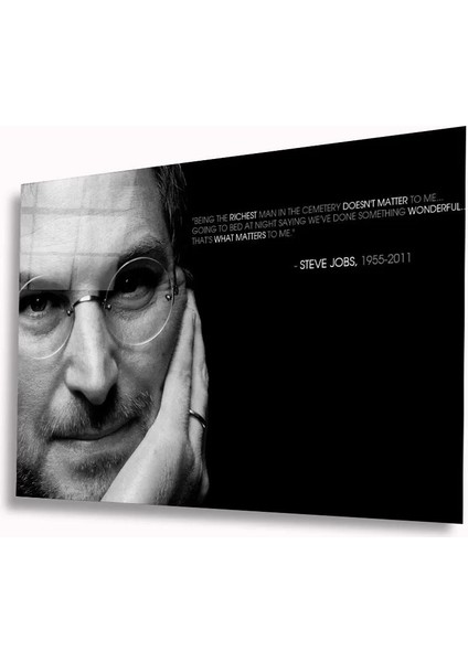 Marsilyan- Siyah Beyaz Insan Fotoğrafları Steve Jobs Cam Tablo
