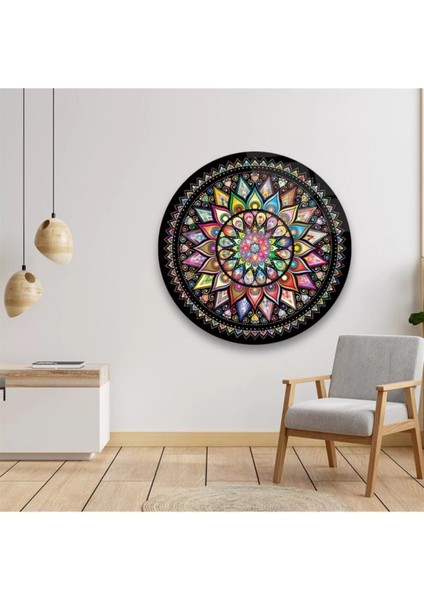 Mandala Dekoratif Çiçek Yuvarlak Cam Tablo fiyatları