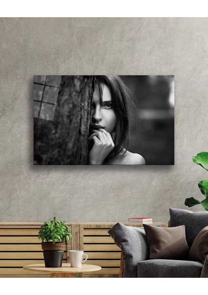 Marsilyan- Siyah Beyaz Insan Fotoğrafları Kadın Cam Tablo fiyatları