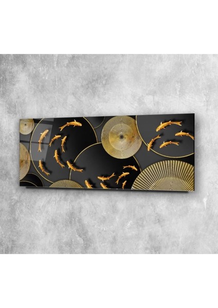 Gold Balıklar Panoramik Cam Tablo fiyatları