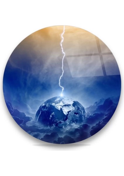 Dünya Manipülasyon Yuvarlak Cam Tablo