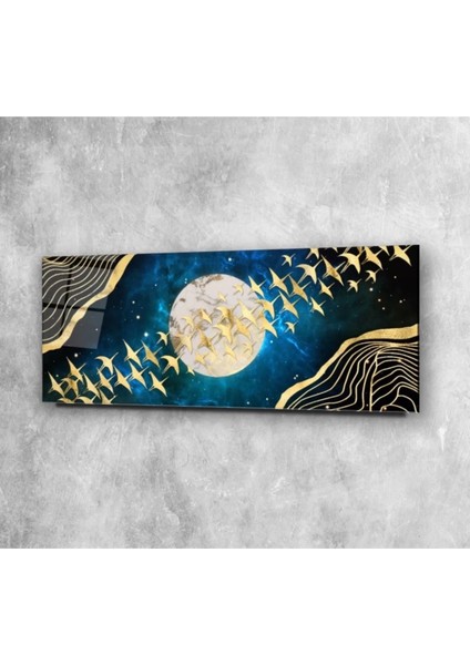 Gold Kuşlar Panoramik Cam Tablo fiyatları