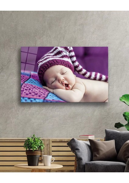 Marsilyan- Şapkalı Bebek Cam Tablo Baby Table With Hat
