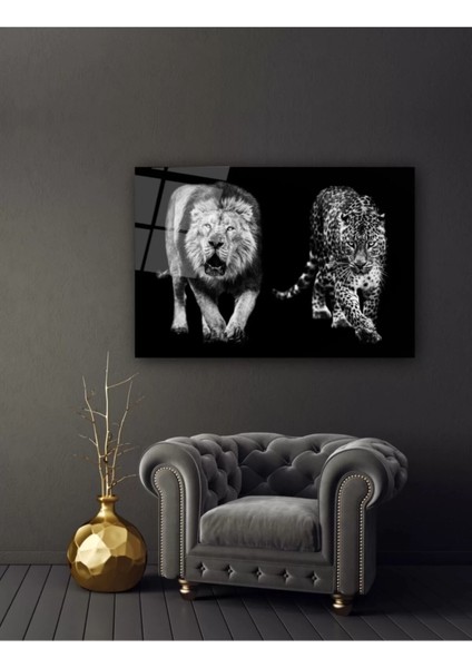 Marsilyan- Aslan ve Leopar Cam Tablo