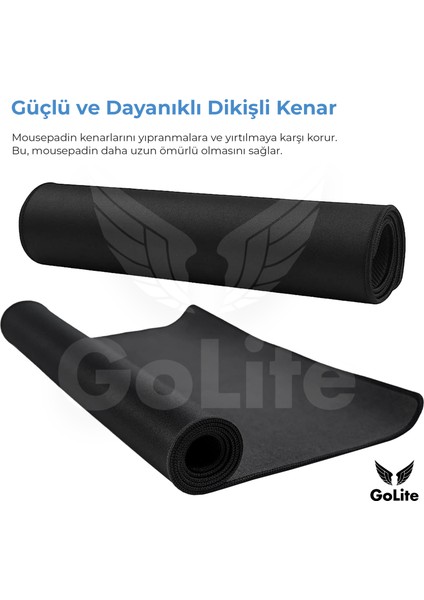 Premium - 90x40cm Dikişli Speed Kauçuk Siyah Gaming Mouse Pad Oyuncu Büyük Boy Mousepad Fare Altlığı