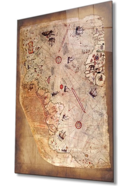 Marsilyan- Piri Reis Haritası Cam Tablo, Piri Reis Map