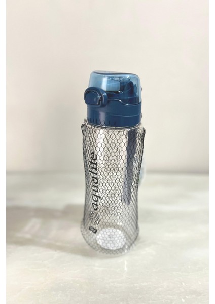 Su Matarası Şeffaf Pipetli Matara 750 ml -Lacivert