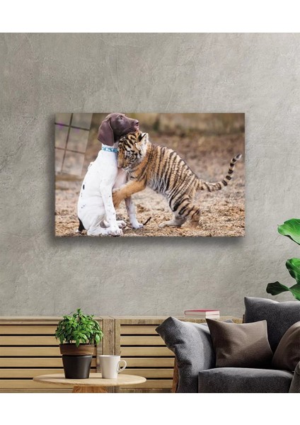 Marsilyan- Köpek ve Aslan Cam Tablo