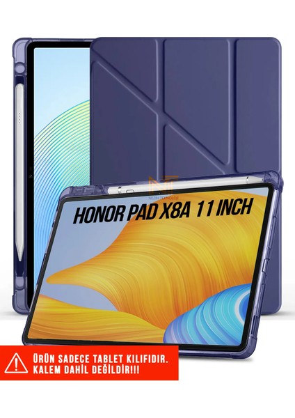 Huawei Honor Pad X8A 11 Inç Uyumlu Akıllı Kapak Kalem Bölmeli Tri Folding Tablet Kılıfı