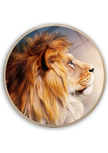 Aslan Yuvarlak Cam Tablo