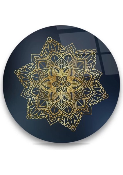 Mandala Yuvarlak Cam Tablo