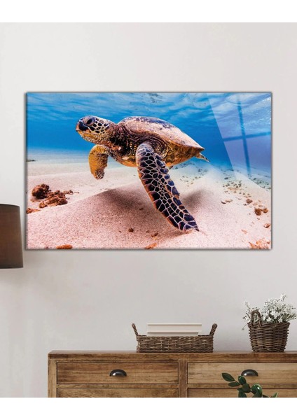 Marsilyan- Deniz Kaplumbağası Hayvan Portresi Cam Tablo fiyatları