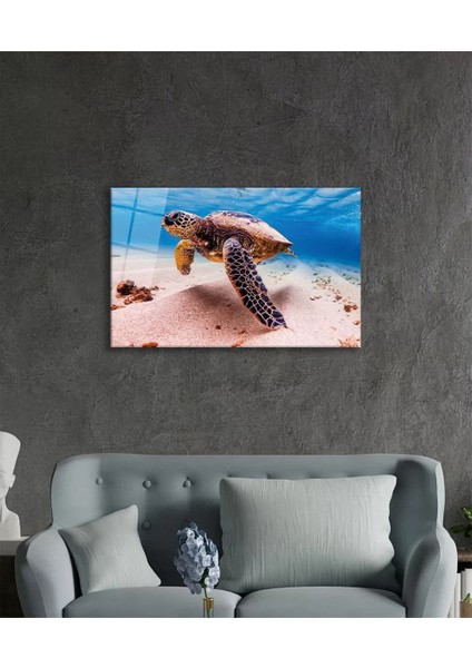 Marsilyan- Deniz Kaplumbağası Hayvan Portresi Cam Tablo modelleri
