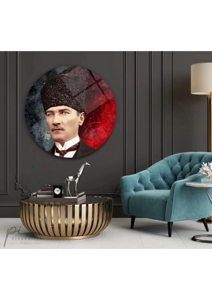 Atatürk Yuvarlak Cam Tablo