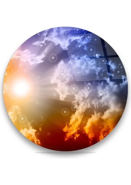 Soyut Gökyüzü Yuvarlak Cam Tablo