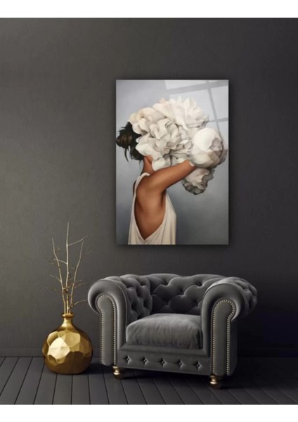 Marsilyan- Kadın ve Çiçek Cam Tablo modelleri