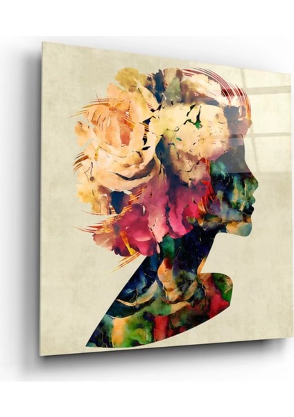 Marsilyan- Çiçekli Kadın Cam Tablo