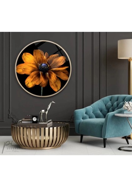 Çiçek Yuvarlak Cam Tablo