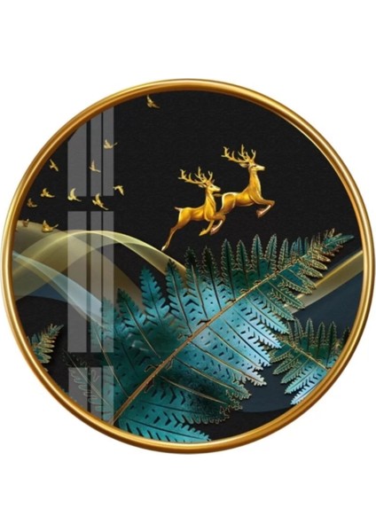 Gold Geyikler Yuvarlak Cam Tablo fiyatları