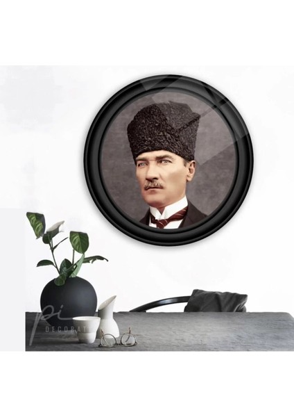Atatürk Yuvarlak Cam Tablo