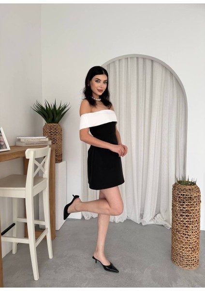 Straplez A Kesim Siyah Beyaz Mini Elbise fiyatları