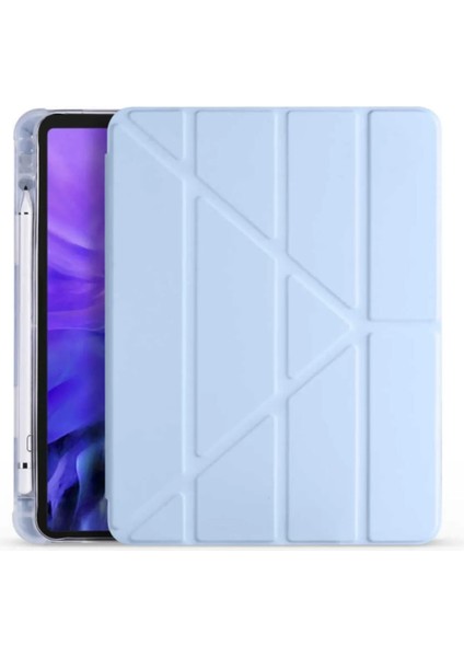 Samsung Galaxy Tab S7 Plus T970 12.4 Inç Tri Folding Tablet Kılıfı Mavi