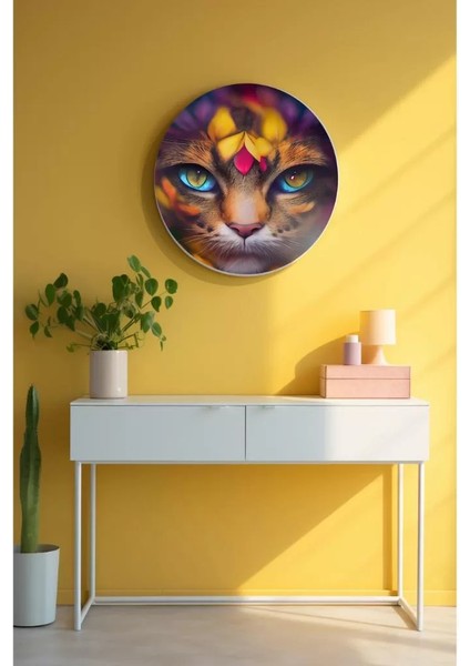 - Yuvarlak Sanatsal, Dekoratif Baskı Cam Tablo 125