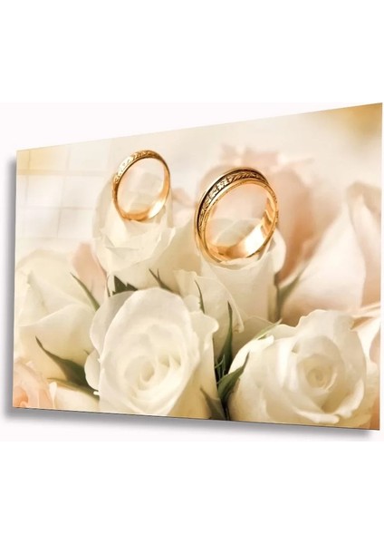 Marsilyan- Beyazgüller ve Alyanslar Cam Tablo