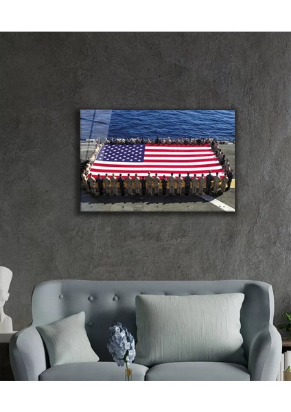 Marsilyan- Amerika Bayrağı Cam Tablo American Flag fiyatları