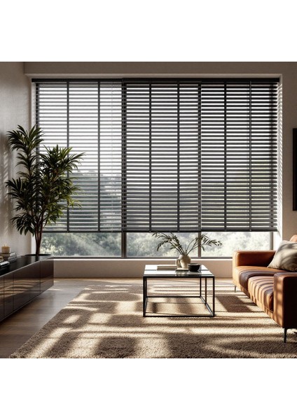 Orijinal Ahşap Jaluzi Perde 50 mm Siyah W517