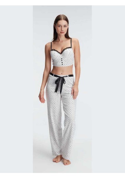 Kadın Bralet Desteksiz Sütyen Dantel Detaylı Pijama Takım
