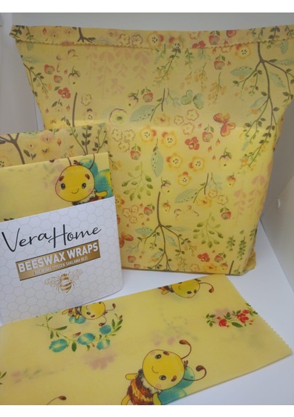 Verafood Balmumu Beeswax Saklama Bezi 2'li Set (Büyük Kese 40*35 ve BEZ30*30)