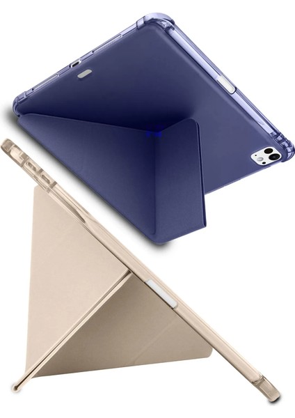 Apple iPad Pro 2020/21/22 12.9 Inch Uyumlu Tri Folding Kalem Bölmeli Uyku Modlu Akıllı Kılıf