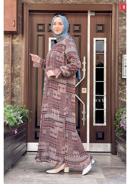 B Bsma Moda Çizgi Tesettür Elbise