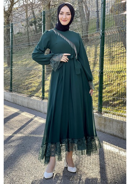 B Bsma Moda Çizgi Tesettür Elbise