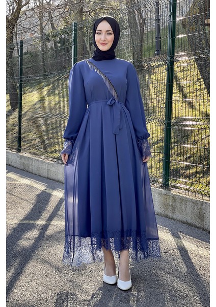 B Bsma Moda Çizgi Tesettür Elbise