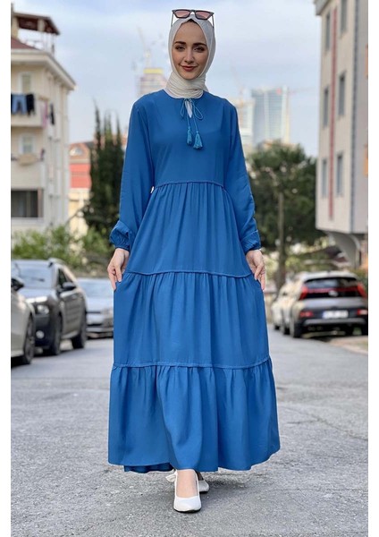 B Bsma Moda Çizgi Tesettür Elbise